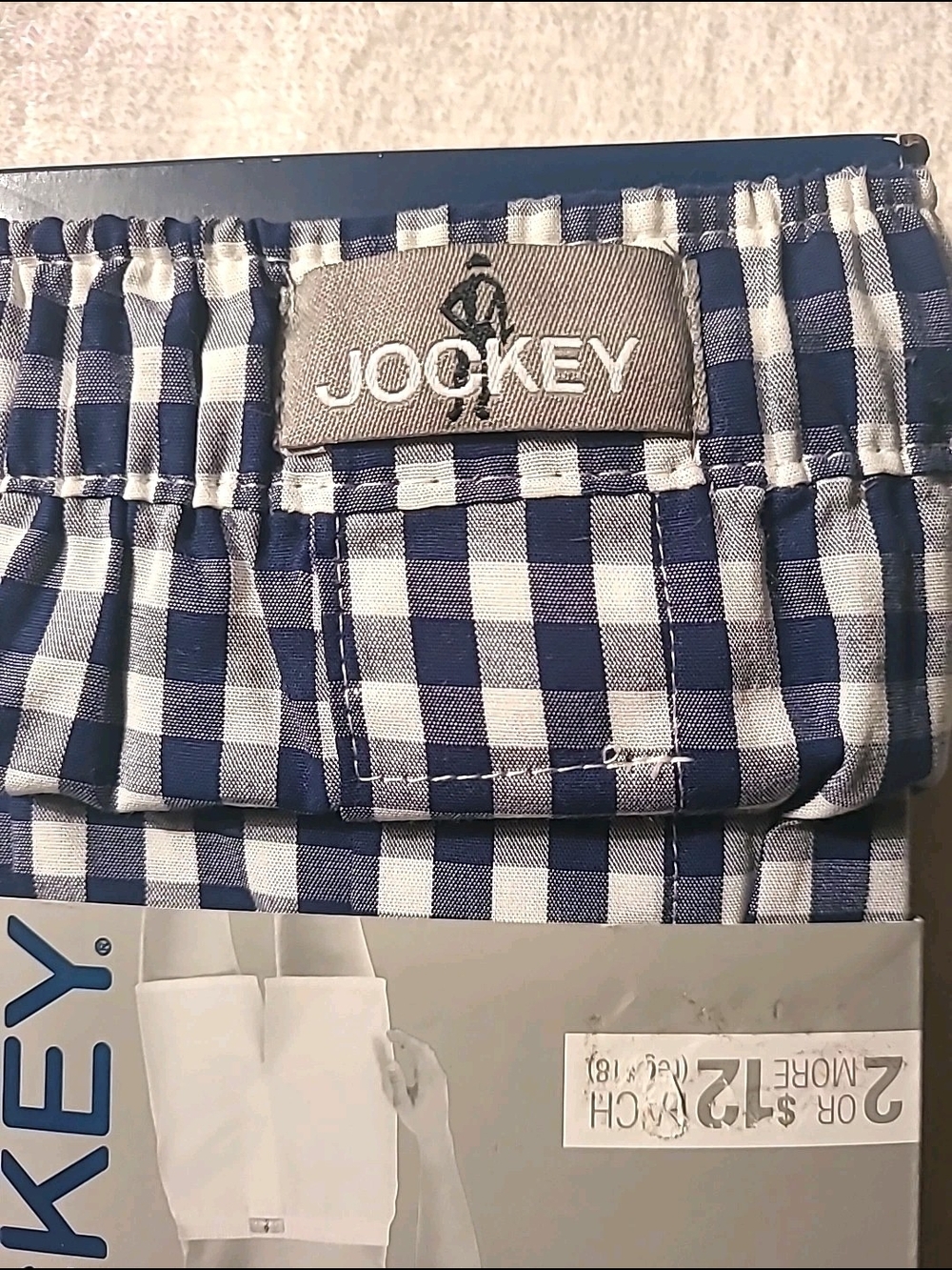 Jockey Men's Blue Knit and Navy Check Woven Boxer Briefs 2 Pack New Size 32-34 - Picture 7 of 12